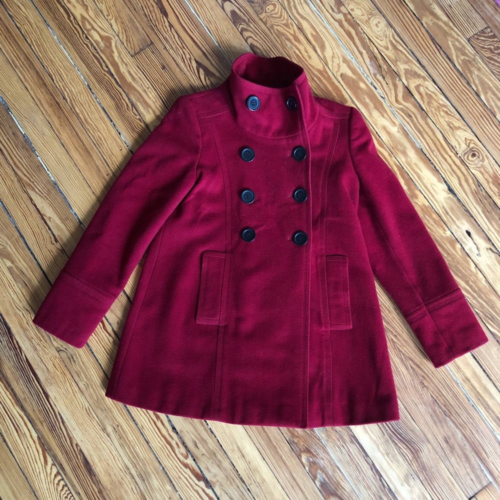 Red wool coat, size 6